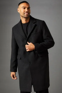 Manteau Charbon Signature 3 Boutons Mélange Laine Epsom