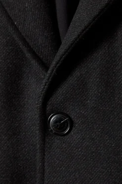 Manteau Charbon Signature 3 Boutons Mélange Laine Epsom