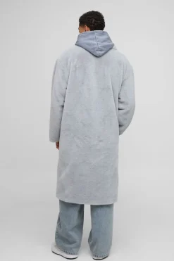 boohooMAN Manteau châle surdimensionné en peluche synthétique<Homme Vestes & Manteaux Grande Taille|Tout Afficher