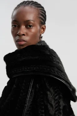 Manteau à Col Écharpe en synthétique Texturée
