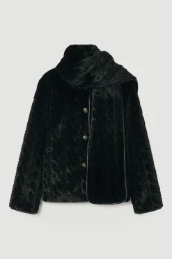 Manteau à Col Écharpe en synthétique Texturée