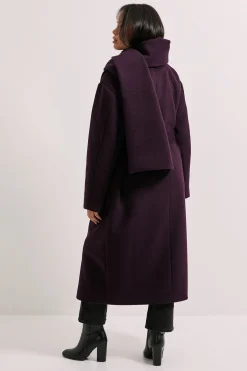 Manteau à Col Écharpe Rond avec Ceinture
