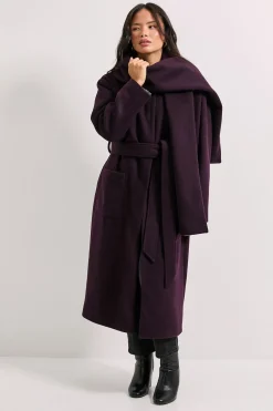 Manteau à Col Écharpe Rond avec Ceinture