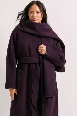 Manteau à Col Écharpe Rond avec Ceinture