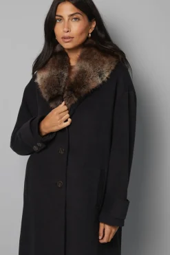 Manteau à Col en synthétique et Poignets à Patte