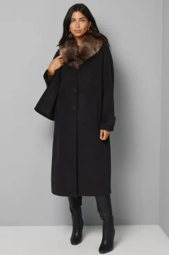 Manteau à Col en synthétique et Poignets à Patte