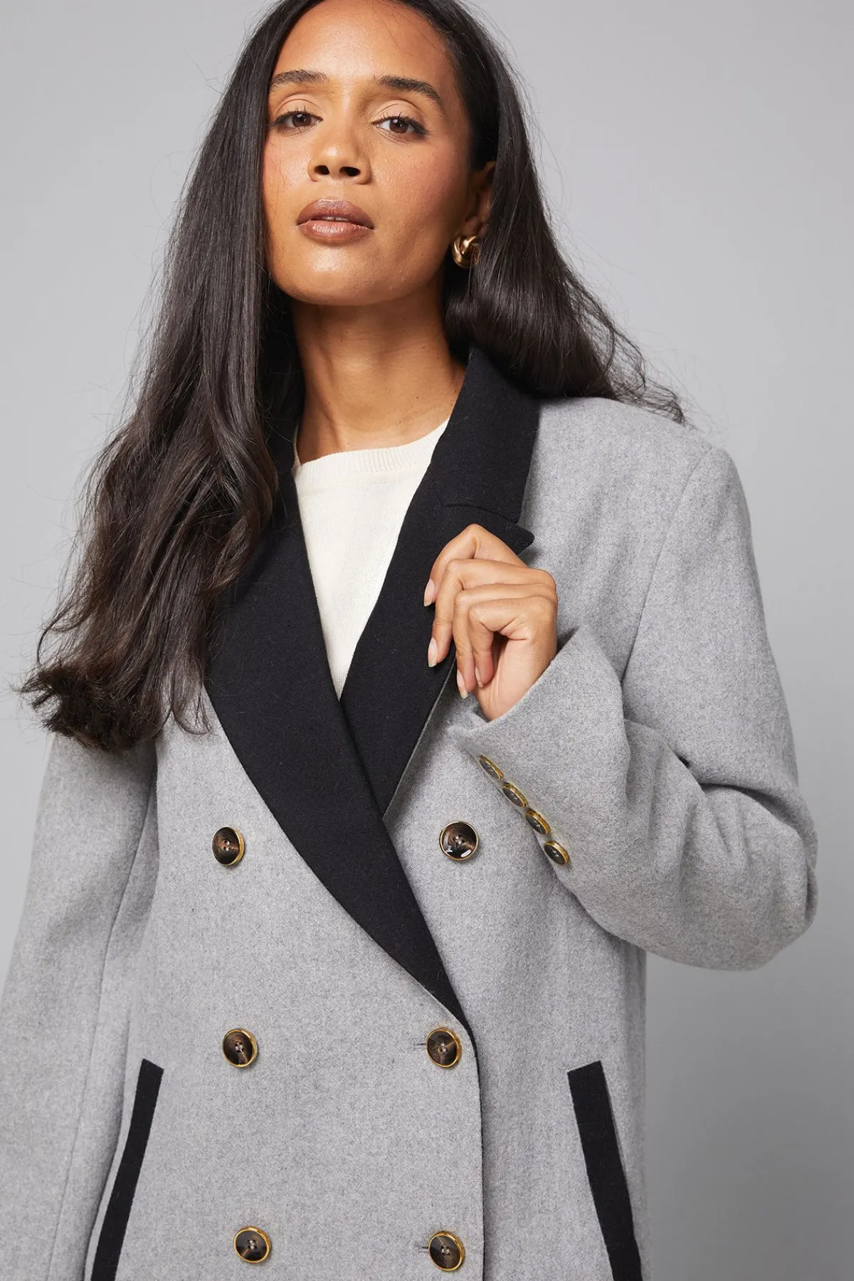 Wallis Manteau à Col et Détails de Poche Contrastés<Femme Manteaux Et Vestes D’Automne|Vestes & Manteaux
