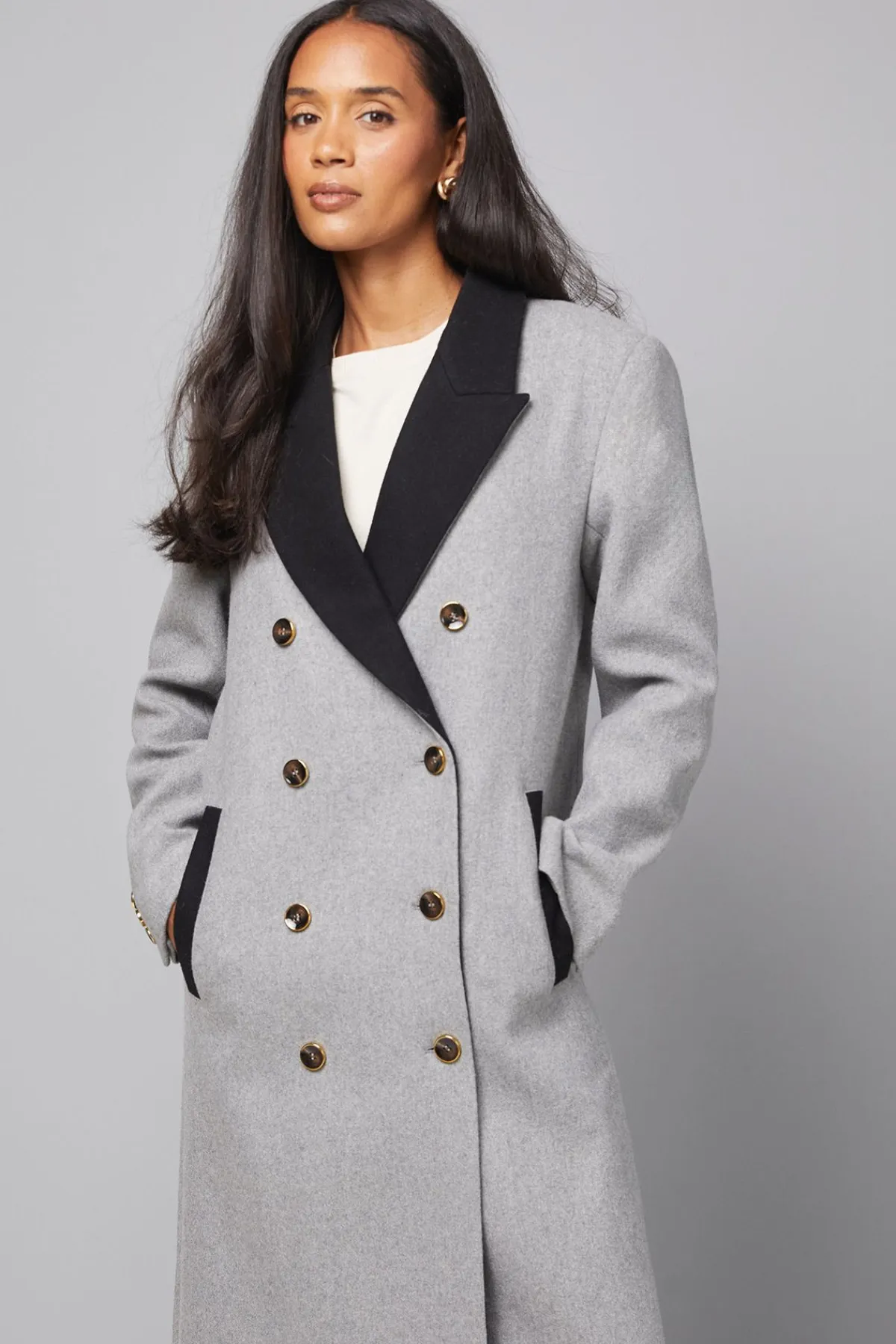 Wallis Manteau à Col et Détails de Poche Contrastés<Femme Manteaux Et Vestes D’Automne|Vestes & Manteaux