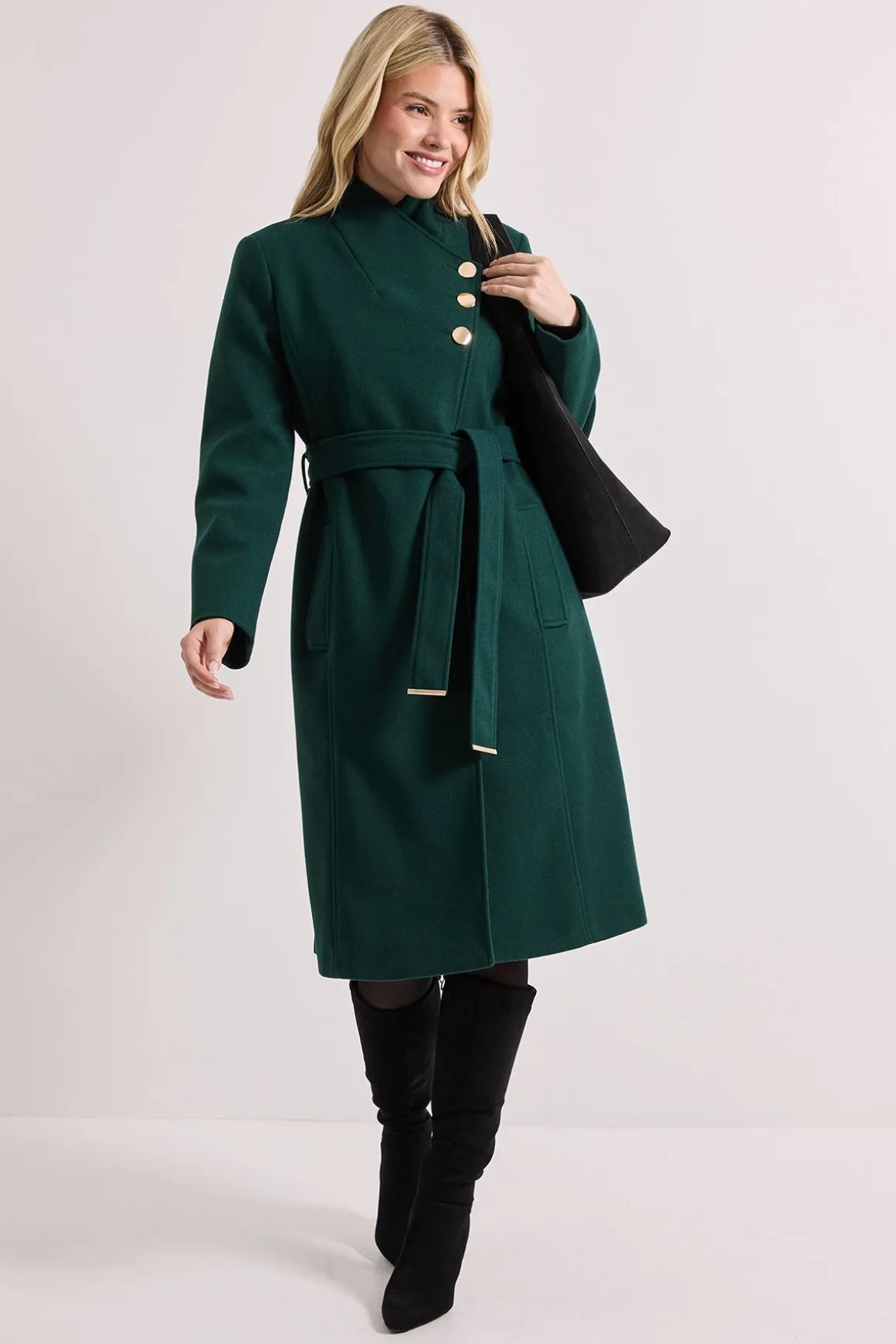 Manteau Col Montant avec Ceinture