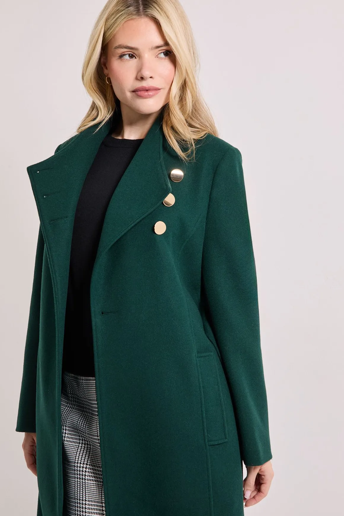 Manteau Col Montant avec Ceinture
