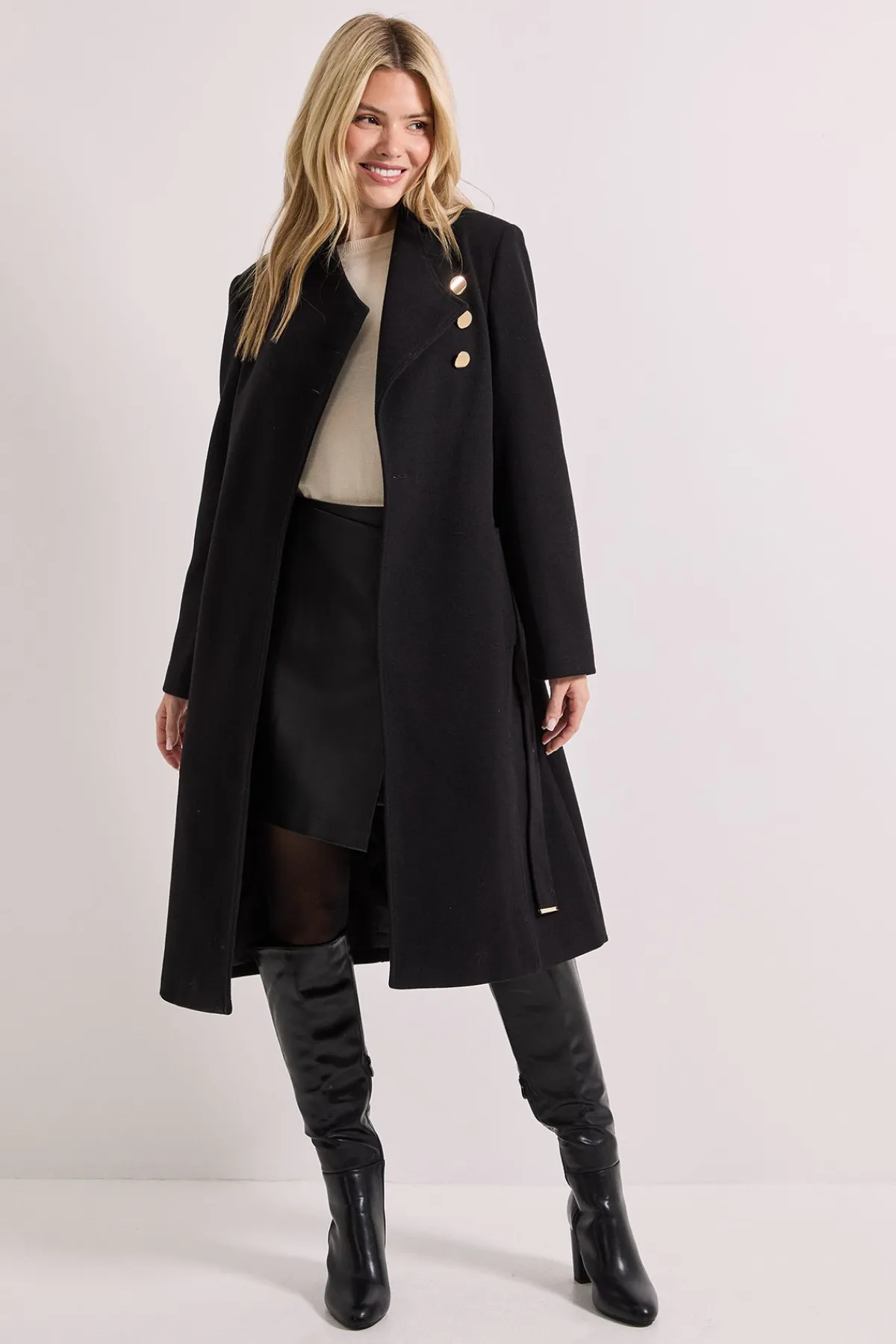Dorothy Perkins Manteau à Col Montant avec Ceinture<Femme Manteaux Et Vestes D’Automne|Vestes & Manteaux