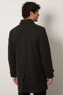 Burton Manteau Col Tailleur Gris Anthracite Aspect Laine<Homme Manteaux Et Vestes