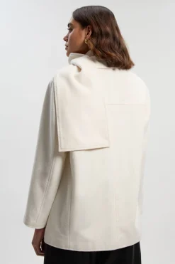 KarenMillen Manteau Court Ajusté en Laine Brossée avec Écharpe Amovible - Taille Haute<Femme Tailleurs|Vestes & Manteaux