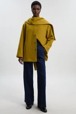 KarenMillen Manteau Court Ajusté en Laine Brossée avec Écharpe Amovible<Femme Tailleurs|Vestes & Manteaux