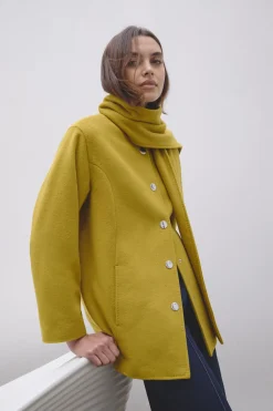 KarenMillen Manteau Court Ajusté en Laine Brossée avec Écharpe Amovible<Femme Tailleurs|Vestes & Manteaux