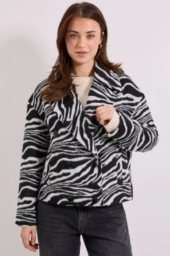 Manteau Court Boxy à Imprimé Zèbre