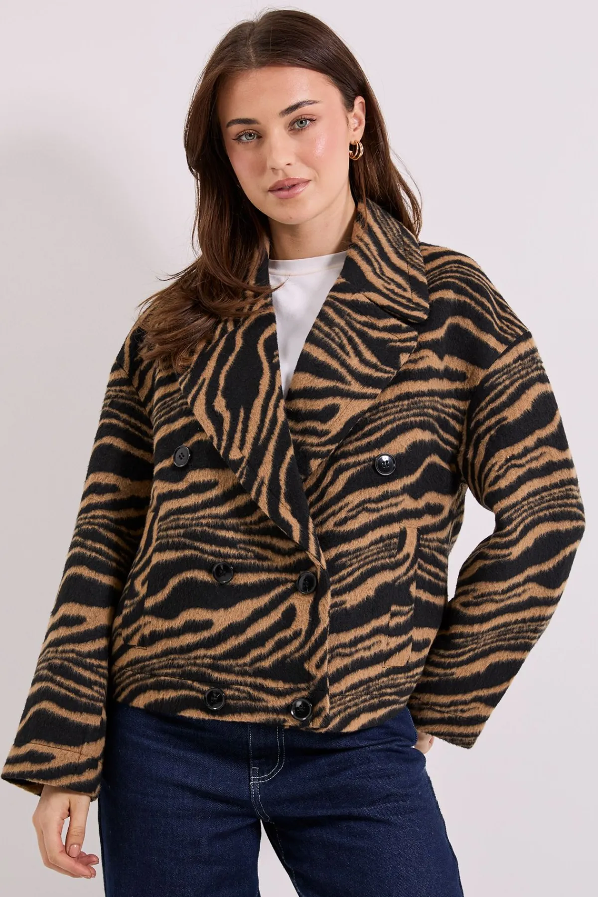Dorothy Perkins Manteau Court Boxy à Imprimé Zèbre<Femme Zebra Print|Vestes & Manteaux
