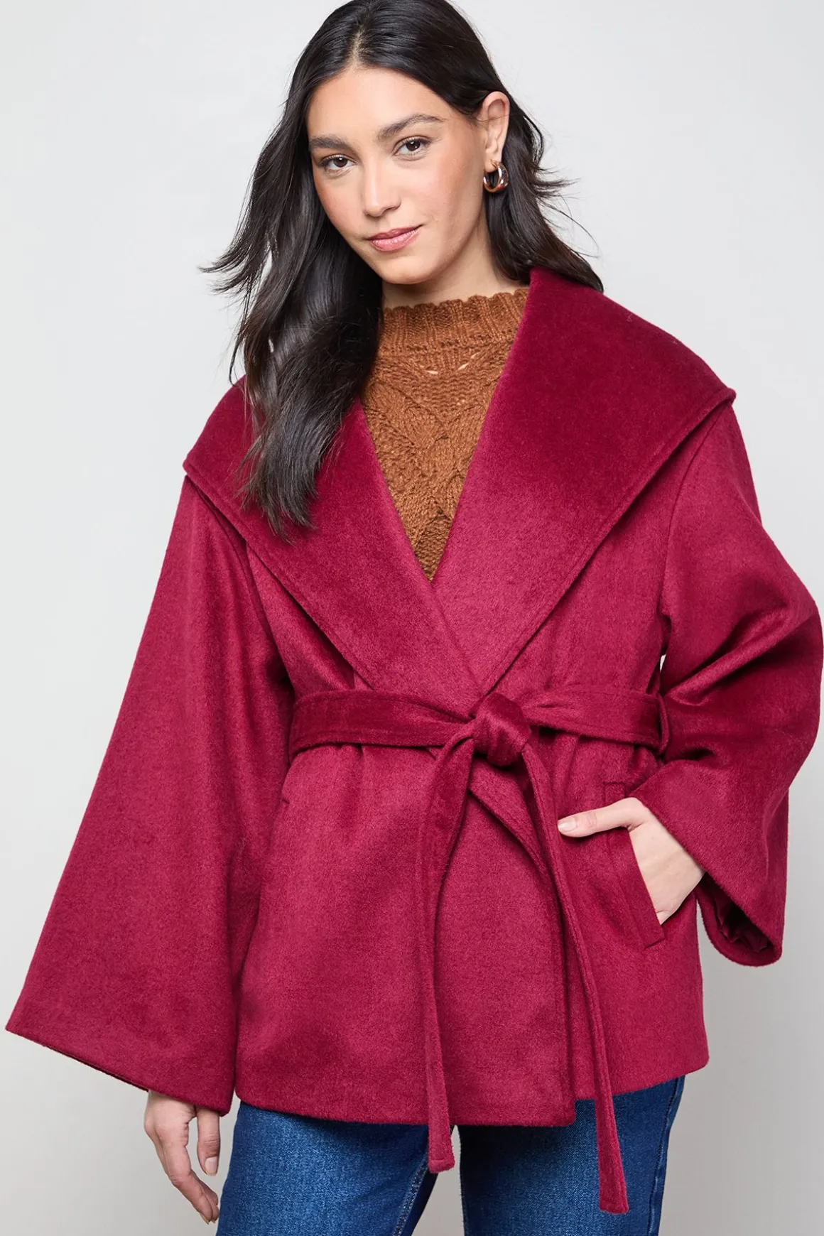 Manteau Court à Casynthétiqueche avec Ceinture