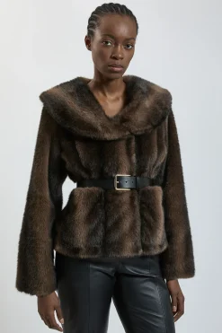 KarenMillen Manteau Court Ceinturé À Col Surdimensionné En Synthétique<Femme Vestes & Manteaux