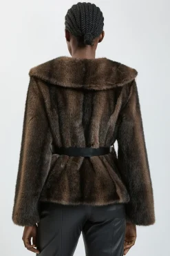 KarenMillen Manteau Court Ceinturé À Col Surdimensionné En Synthétique<Femme Vestes & Manteaux