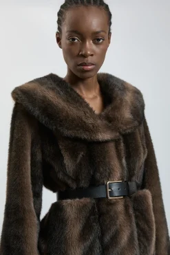 KarenMillen Manteau Court Ceinturé À Col Surdimensionné En Synthétique<Femme Vestes & Manteaux