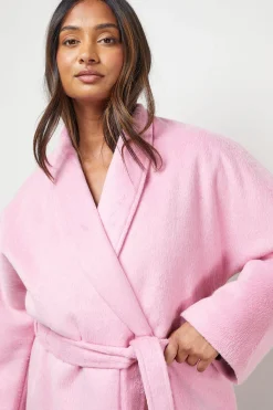 Manteau Court Ceinturé à Détail Portefeuille