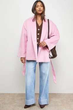 Manteau Court Ceinturé à Détail Portefeuille