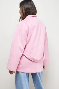 Manteau Court Ceinturé à Détail Portefeuille