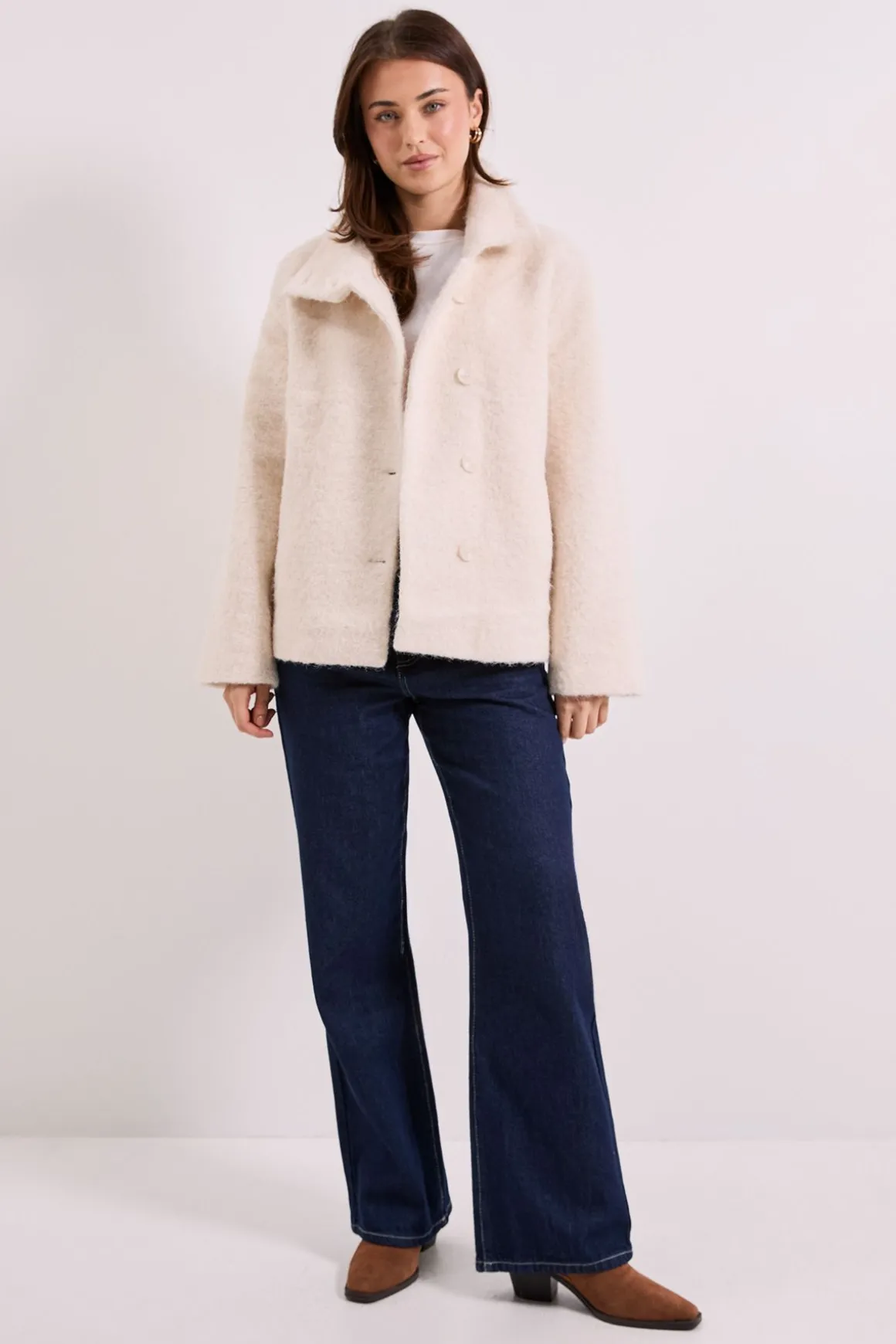 Manteau Court à Col Montant