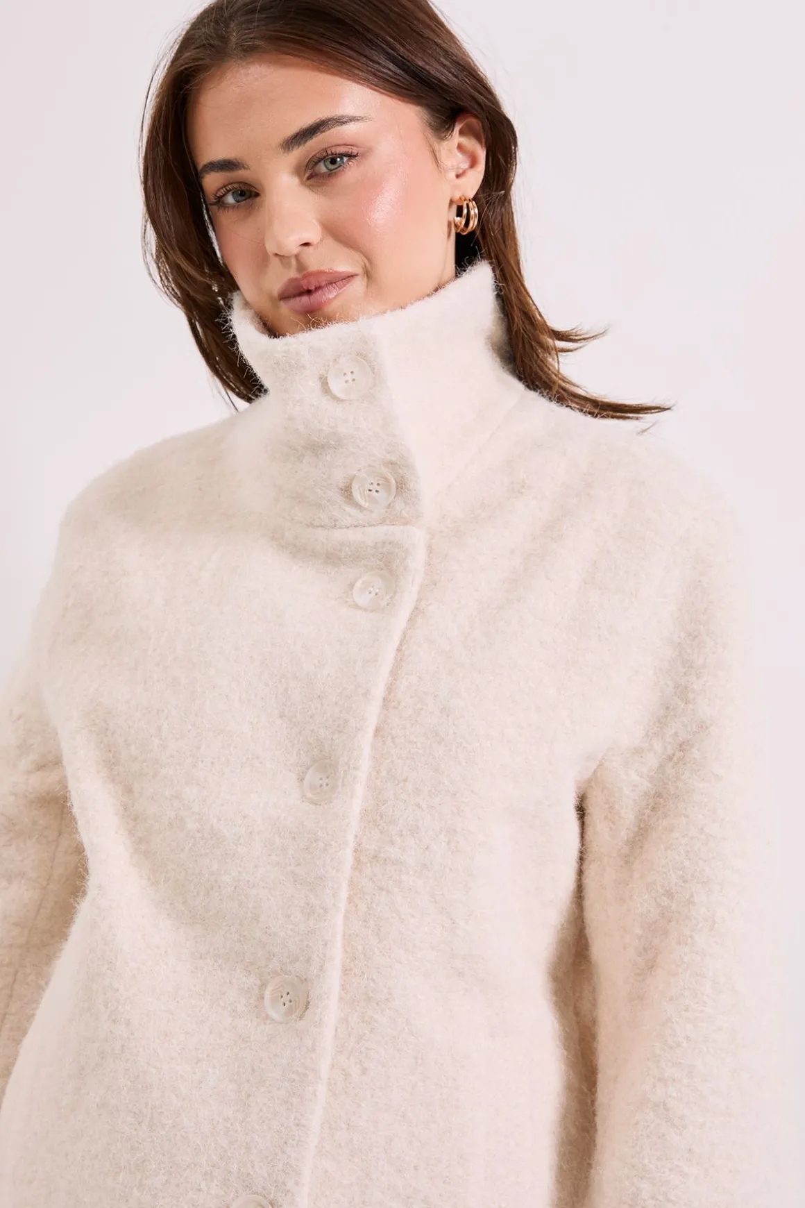 Manteau Court à Col Montant