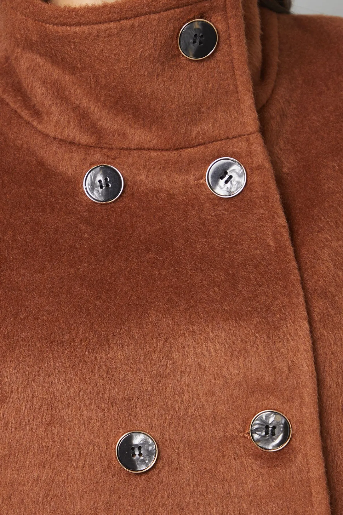 Wallis Manteau Court à Double Boutonnage avec Col Cheminée<Femme Looks Chocolat|Manteaux Et Vestes D’Automne