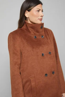 Wallis Manteau Court à Double Boutonnage avec Col Cheminée<Femme Looks Chocolat|Manteaux Et Vestes D’Automne