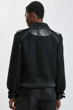 Manteau Court En Laine Avec Finitions SYNTHÉTIQUE