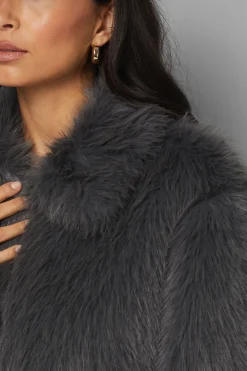Manteau Court en synthétique à Fermeture Éclair