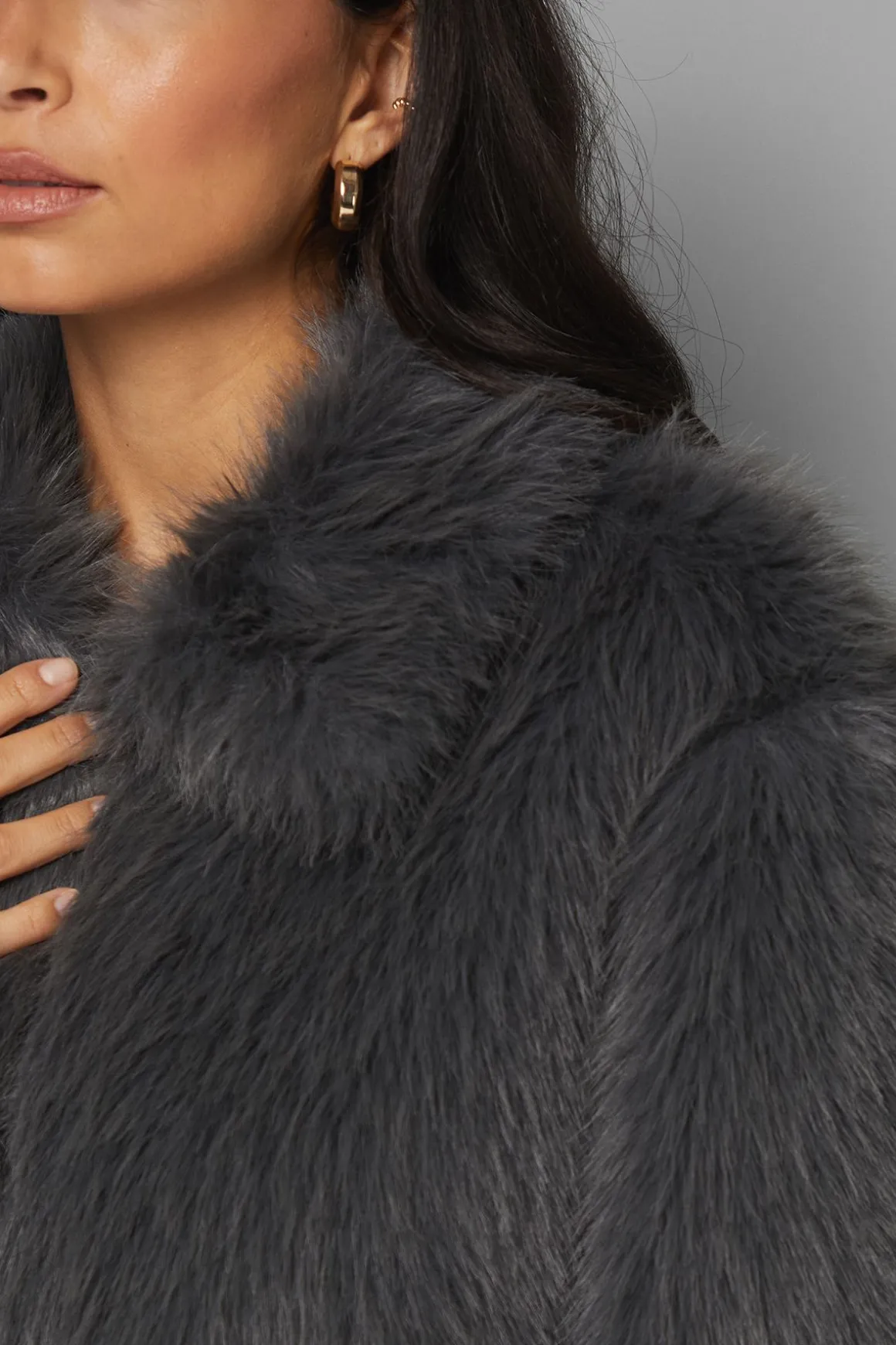 Manteau Court en synthétique à Fermeture Éclair