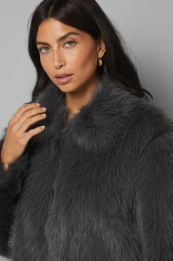 Manteau Court en synthétique à Fermeture Éclair
