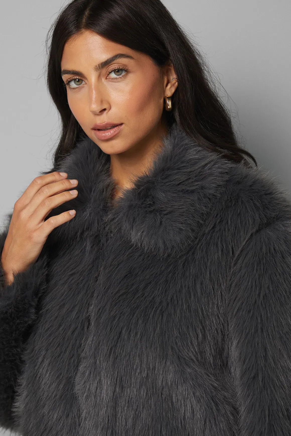 Manteau Court en synthétique à Fermeture Éclair