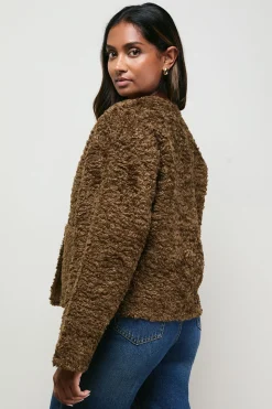 Manteau Court en synthétique Marron