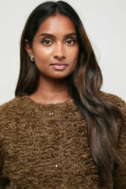 Manteau Court en synthétique Marron