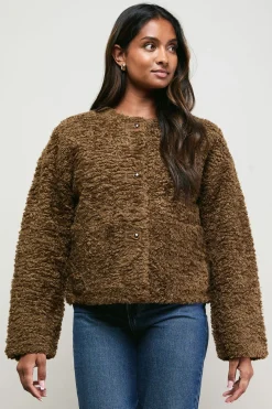 Manteau Court en synthétique Marron