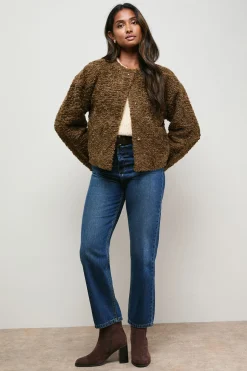 Manteau Court en synthétique Marron