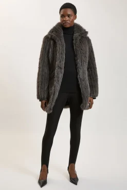 Manteau Court En Synthétique Texturée Avec Col Ceinturé