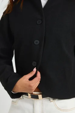 Manteau Court Façon Laine À Boutons