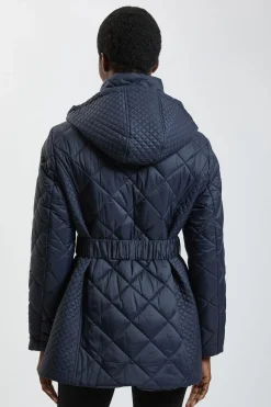 KarenMillen Manteau Court Matelassé Losange avec Ceinture<Femme Manteaux Et Vestes D’Automne|Vestes & Manteaux