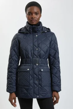 KarenMillen Manteau Court Matelassé Losange avec Ceinture<Femme Manteaux Et Vestes D’Automne|Vestes & Manteaux