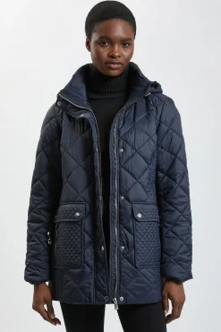 KarenMillen Manteau Court Matelassé Losange avec Ceinture<Femme Manteaux Et Vestes D’Automne|Vestes & Manteaux