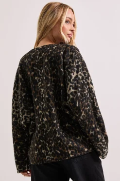 Manteau Court Sans Col à Imprimé Animal