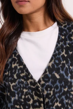 Manteau Court sans Col à Imprimé Animal Petite