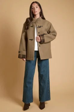 Manteau Court Style Duffel-coat Avec Détail De Revers Aux Poignets