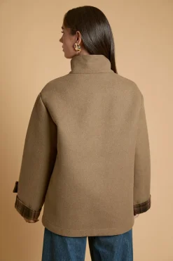 Manteau Court Style Duffel-coat Avec Détail De Revers Aux Poignets